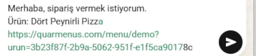WhatsApp'ta ürün adı ve bağlantısıyla hazır gelen sipariş mesajı